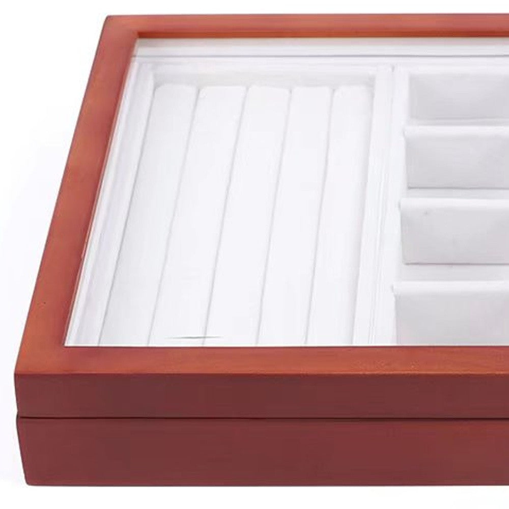 Maple Brown Multi Function Wooden Jewelry Organizer Box