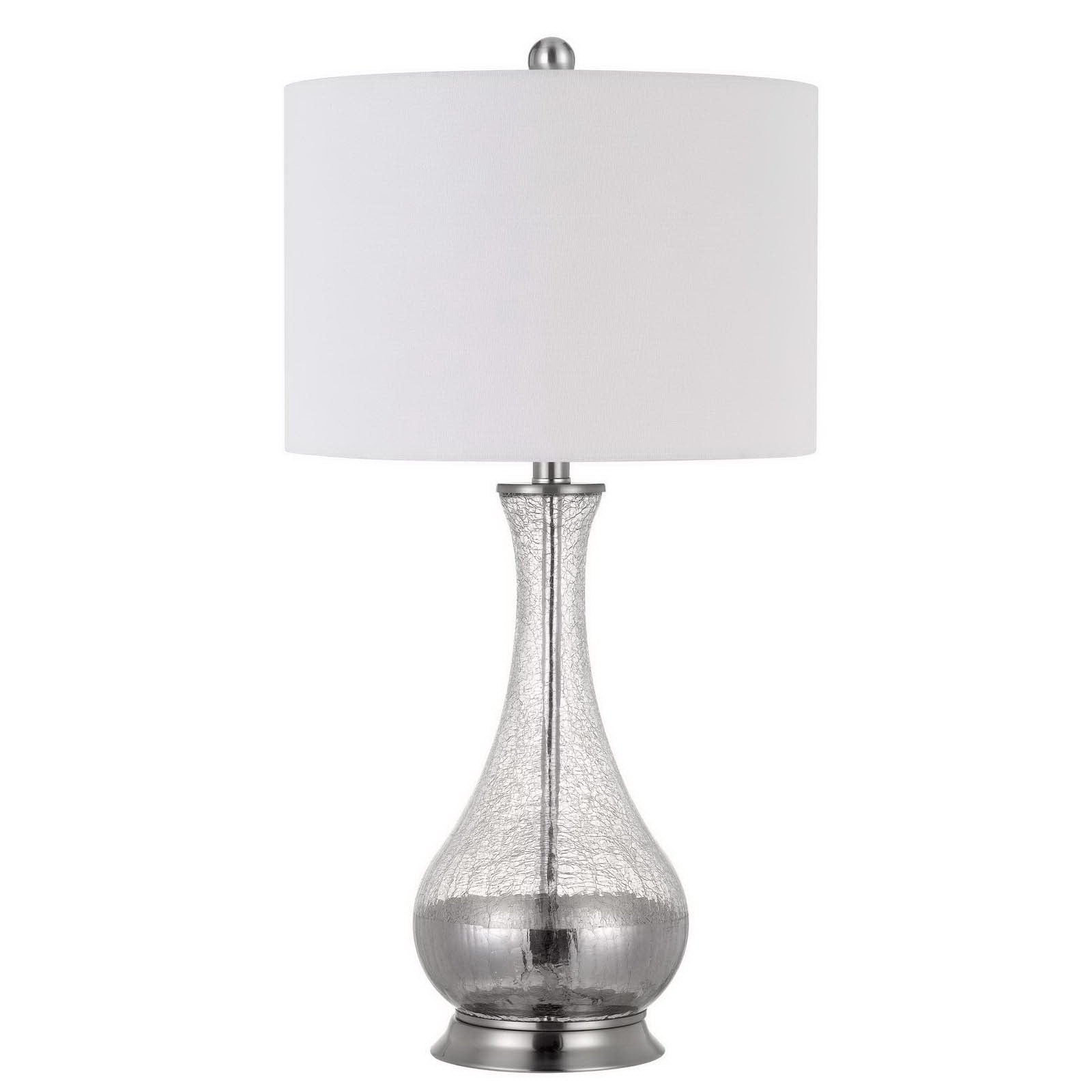 Set of Two 27" Glass And Steel Table Lamps