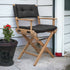 23" Black and Brown Solid Wood Indoor Outdoor Director Chair with Black Cushion