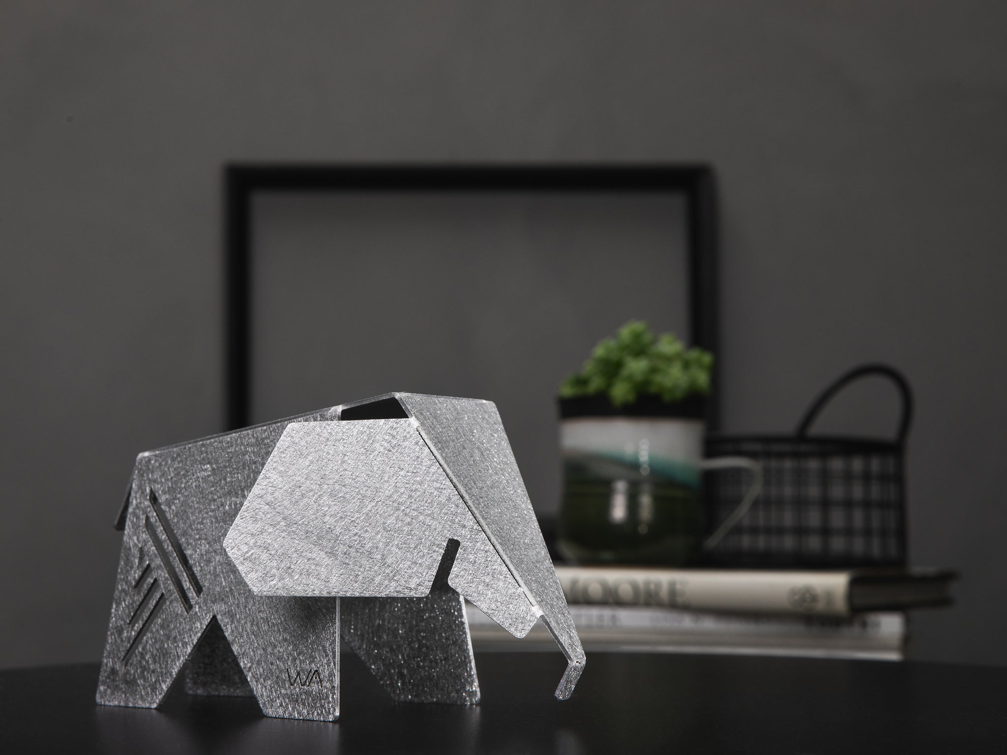 Aluminum 6" Elephant Origami Geometric Sculpture