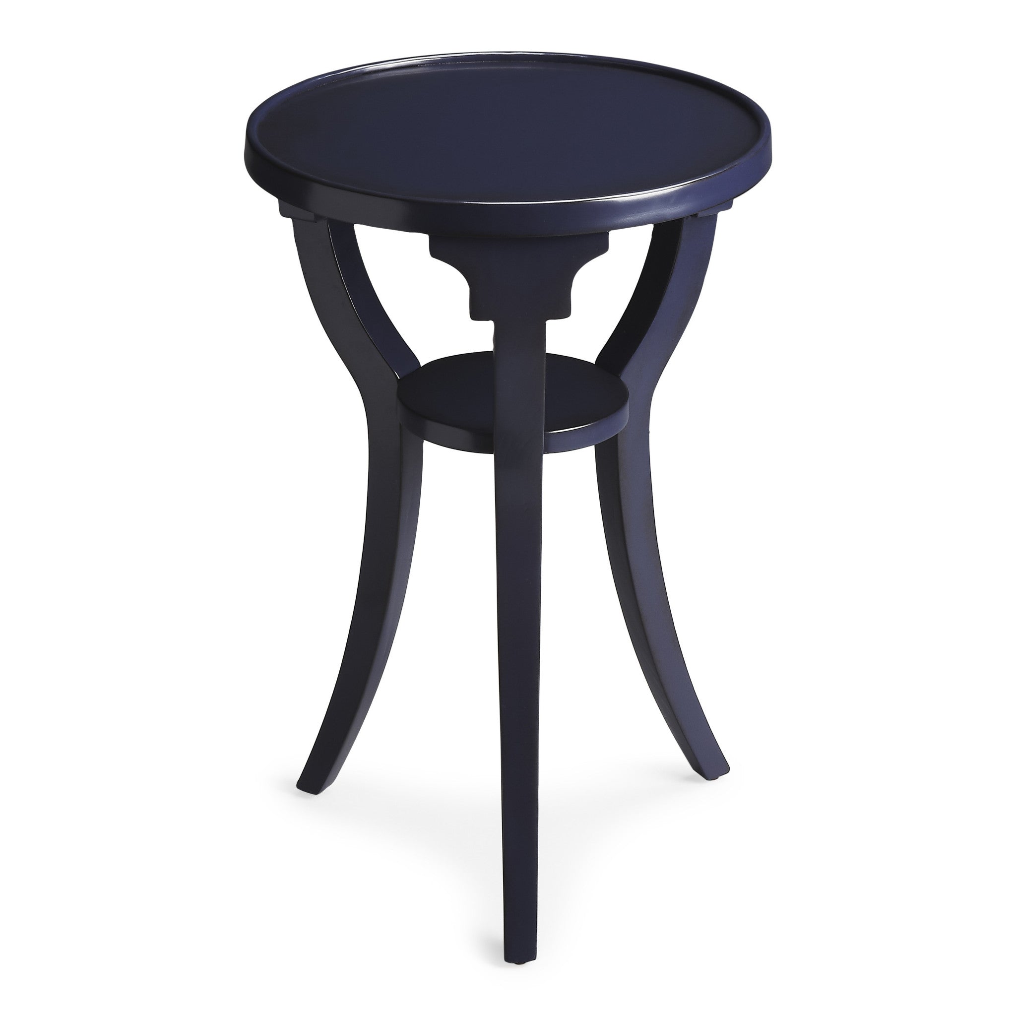 24" Blue Manufactured Wood Round End Table With Shelf