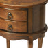 26" Medium Brown And Olive Ash Manufactured Wood Oval End Table With Two Drawers