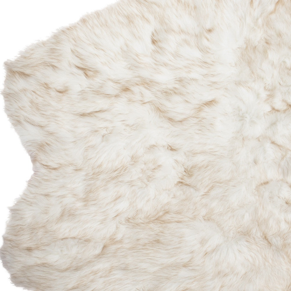 4' X 6' Ombre Tan Faux Fur Washable Non Skid Area Rug