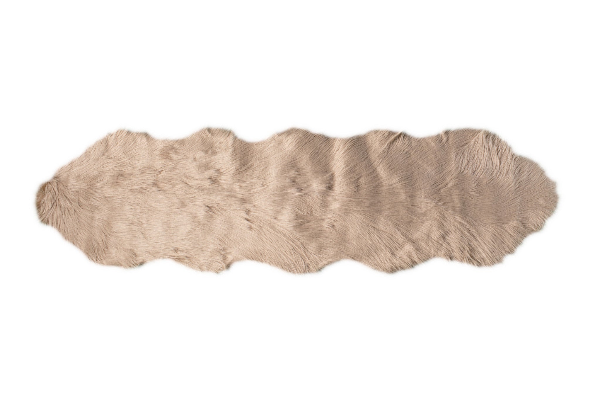 2' X 6' Taupe Faux Fur Washable Non Skid Area Rug