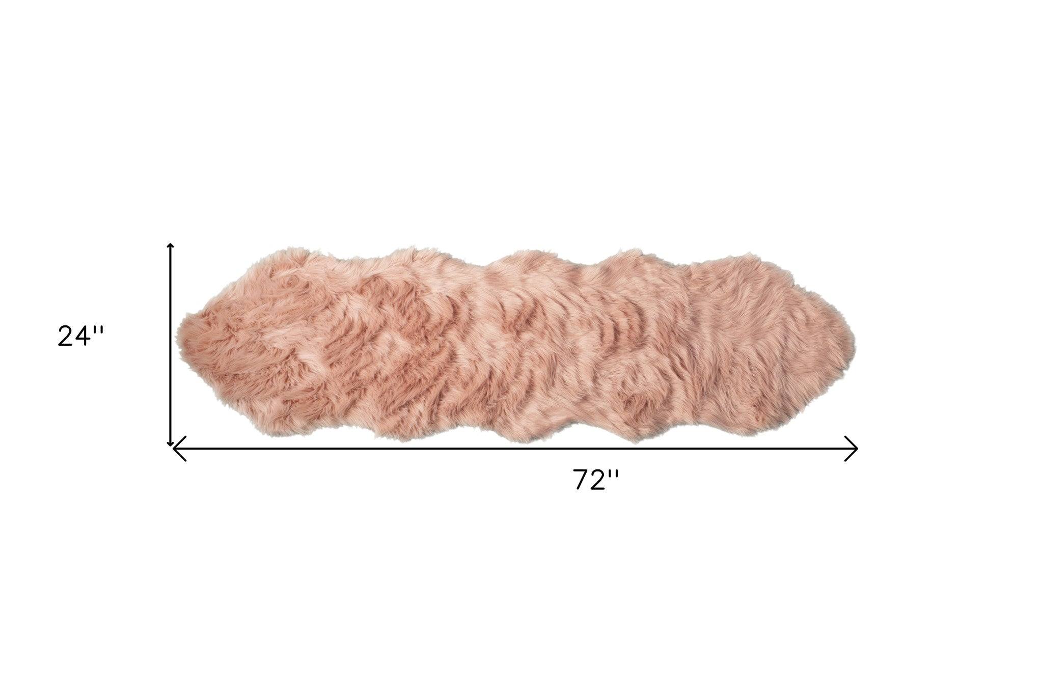 2' X 6' Dusty Rose Faux Fur Washable Non Skid Area Rug