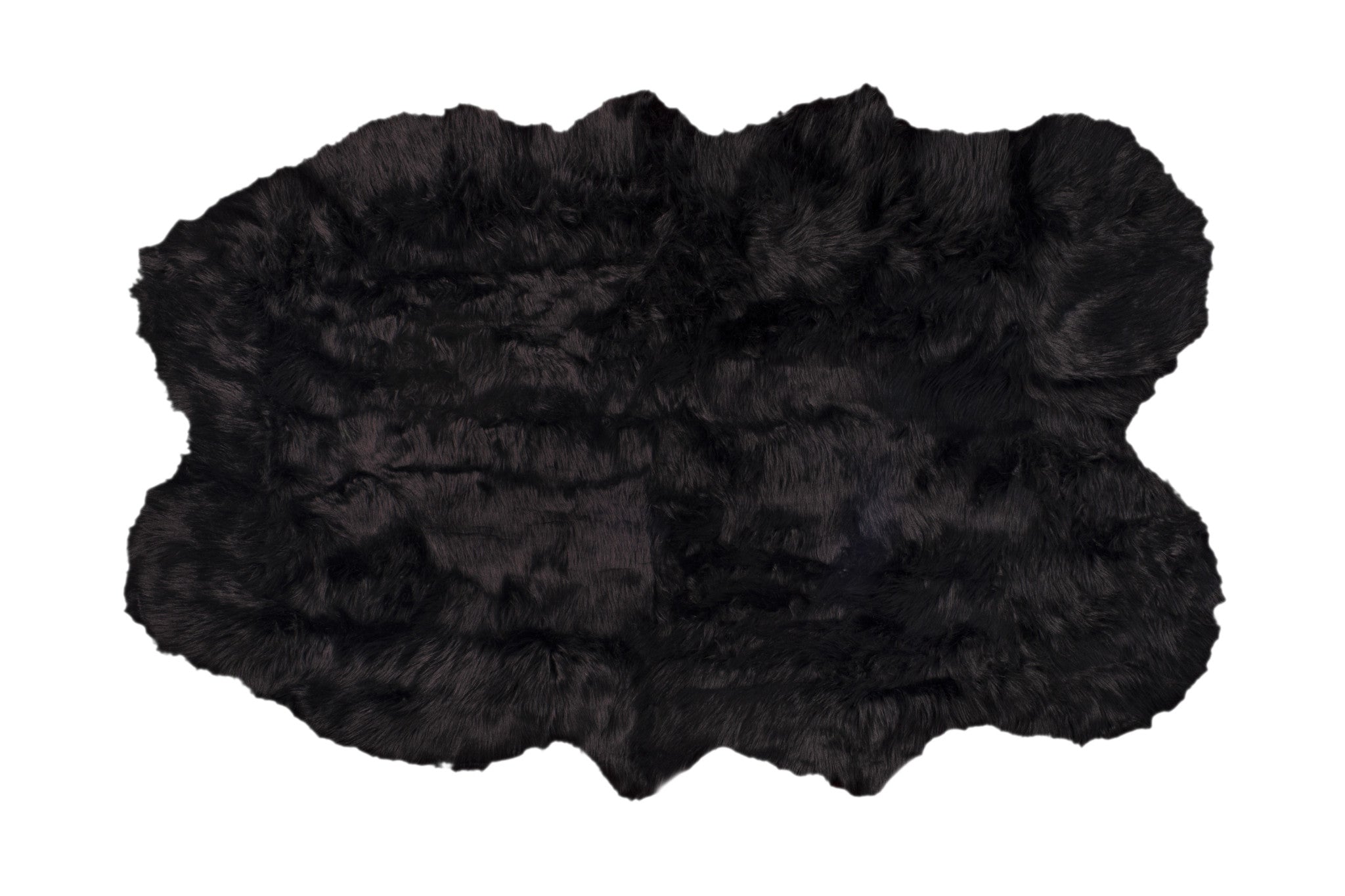 4' X 6' Black Faux Fur Washable Non Skid Area Rug