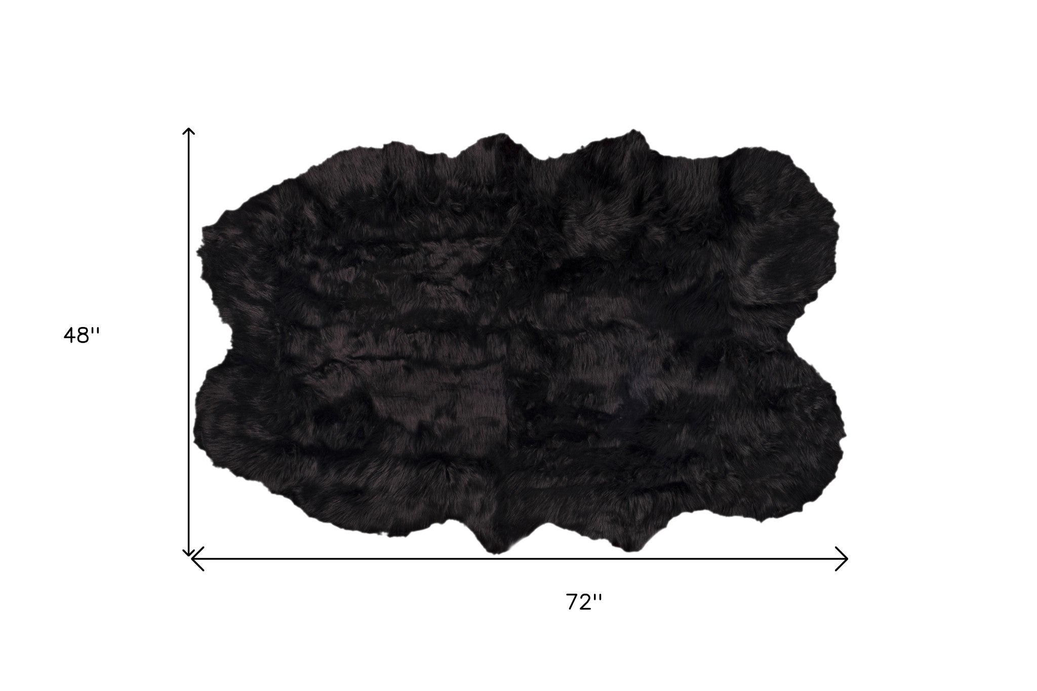 4' X 6' Black Faux Fur Washable Non Skid Area Rug