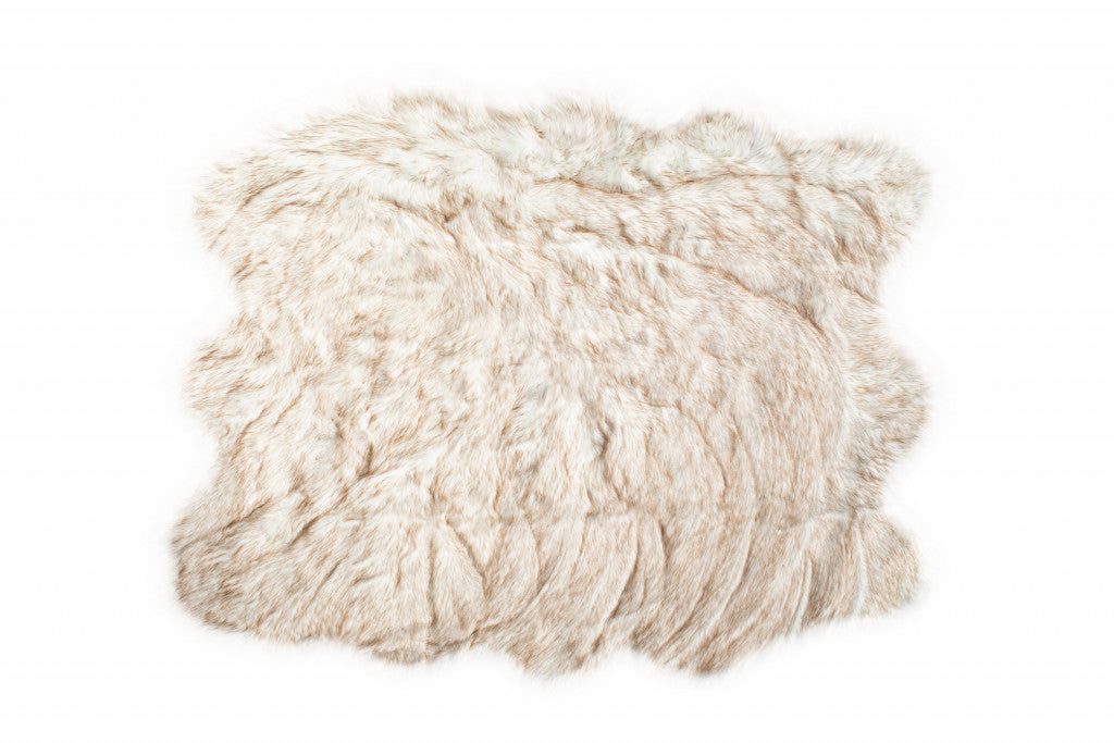 5' X 6' Ombre Tan Faux Fur Washable Non Skid Area Rug