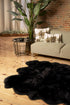 5' X 6' Black Faux Fur Washable Non Skid Area Rug