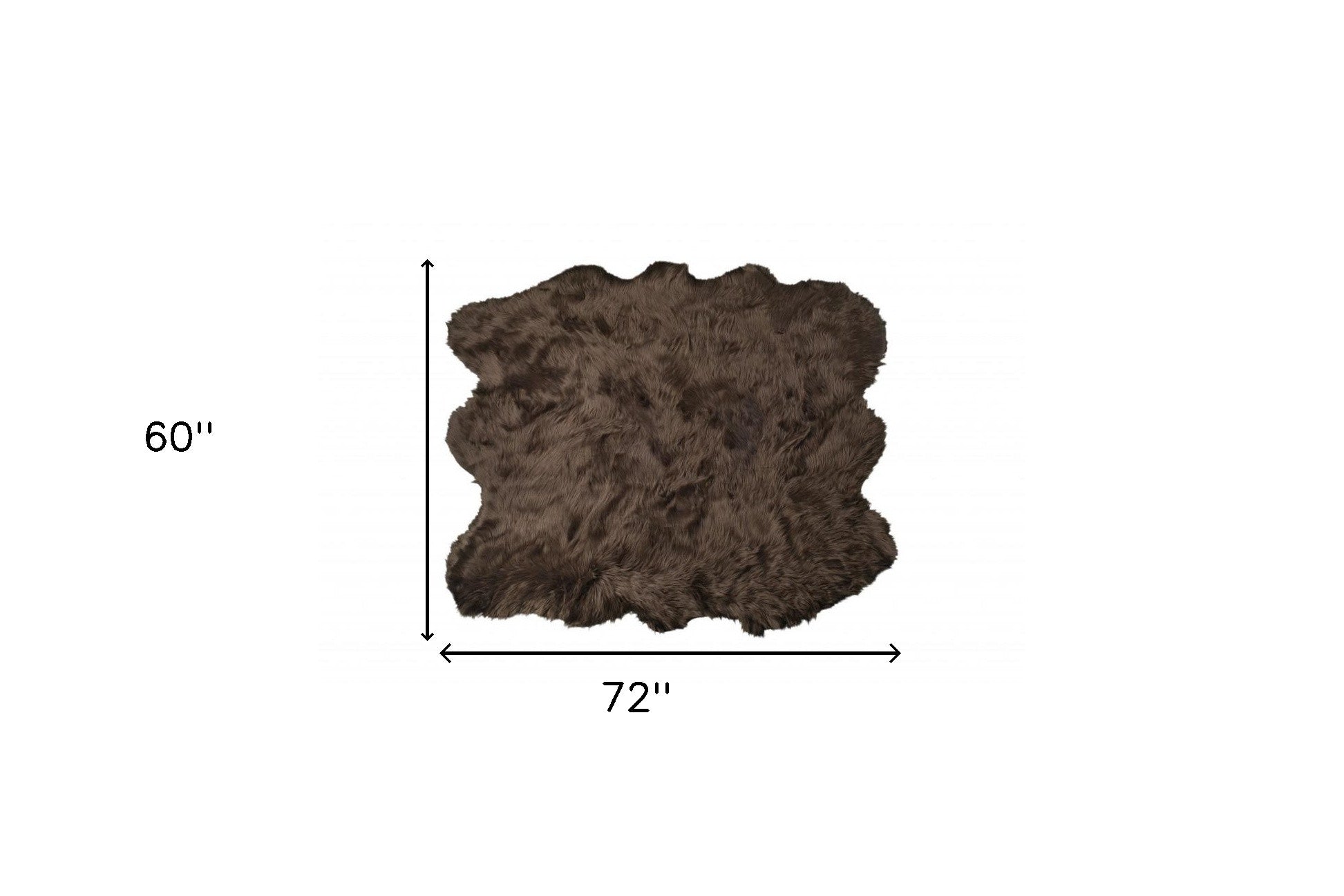 5' X 6' Chocolate Faux Sheepskin Non Skid Area Rug