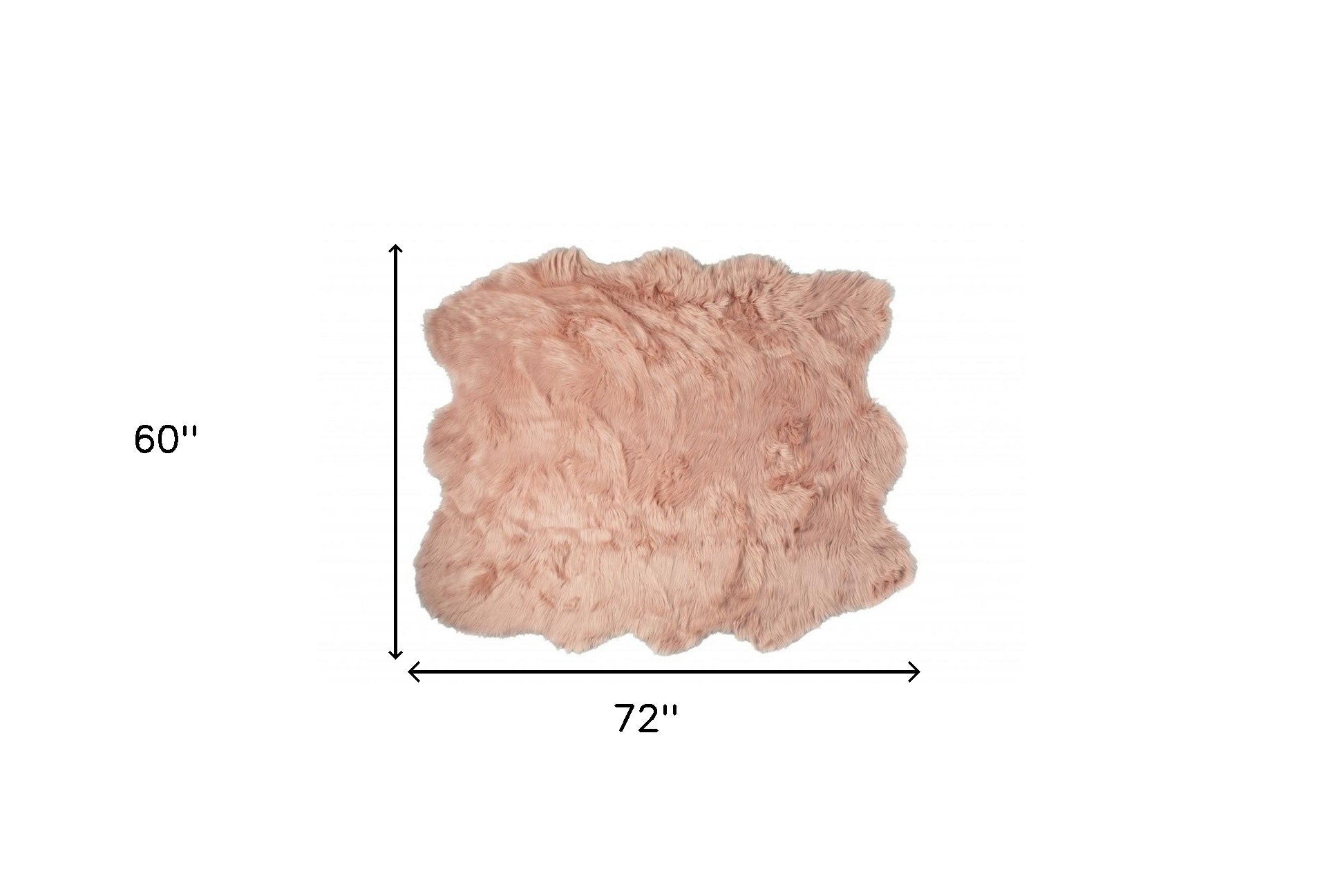 5' X 6' Rose Pink Faux Sheepskin Non Skid Area Rug