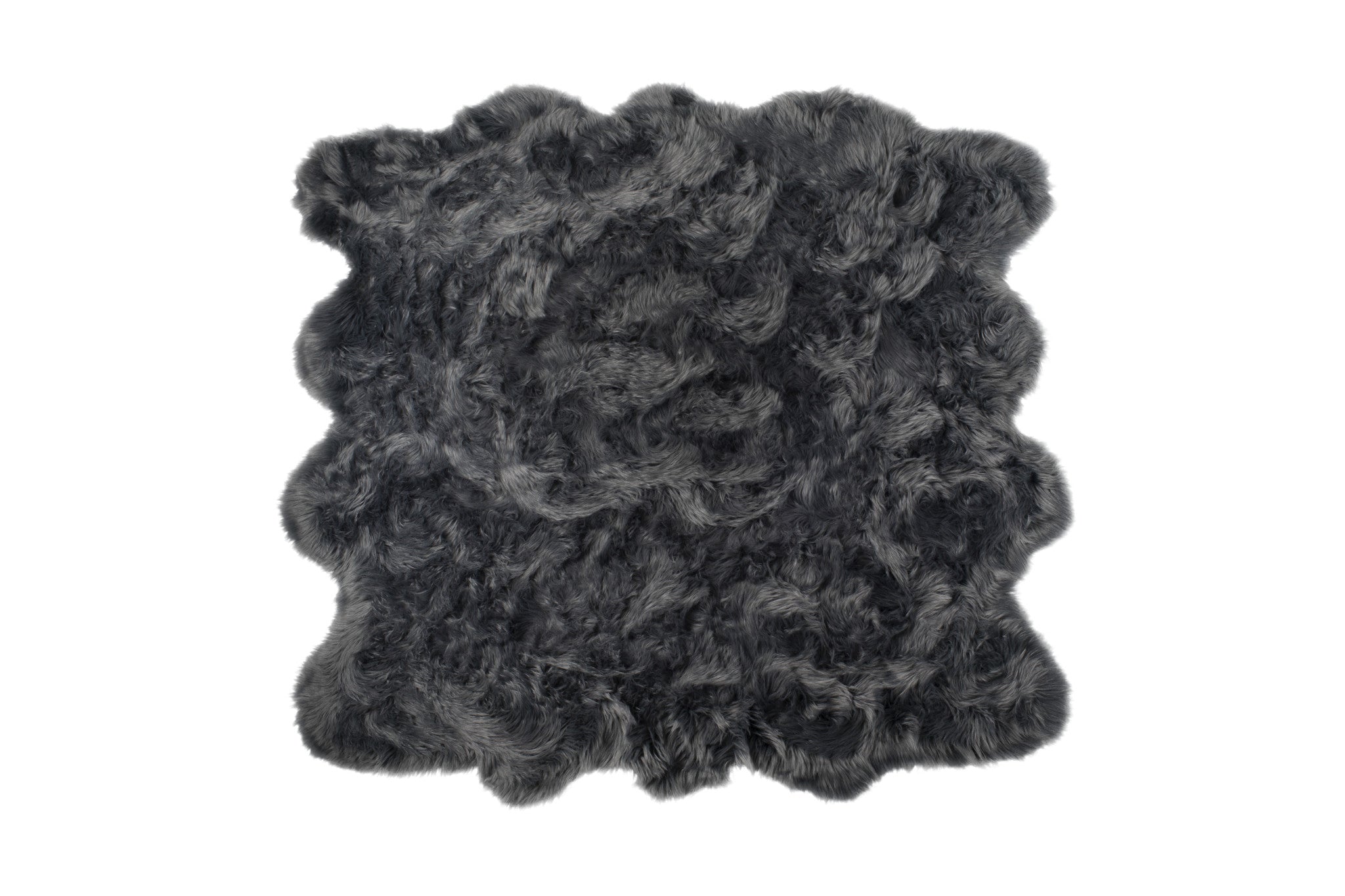 6' X 6' Grey Faux Fur Washable Non Skid Area Rug