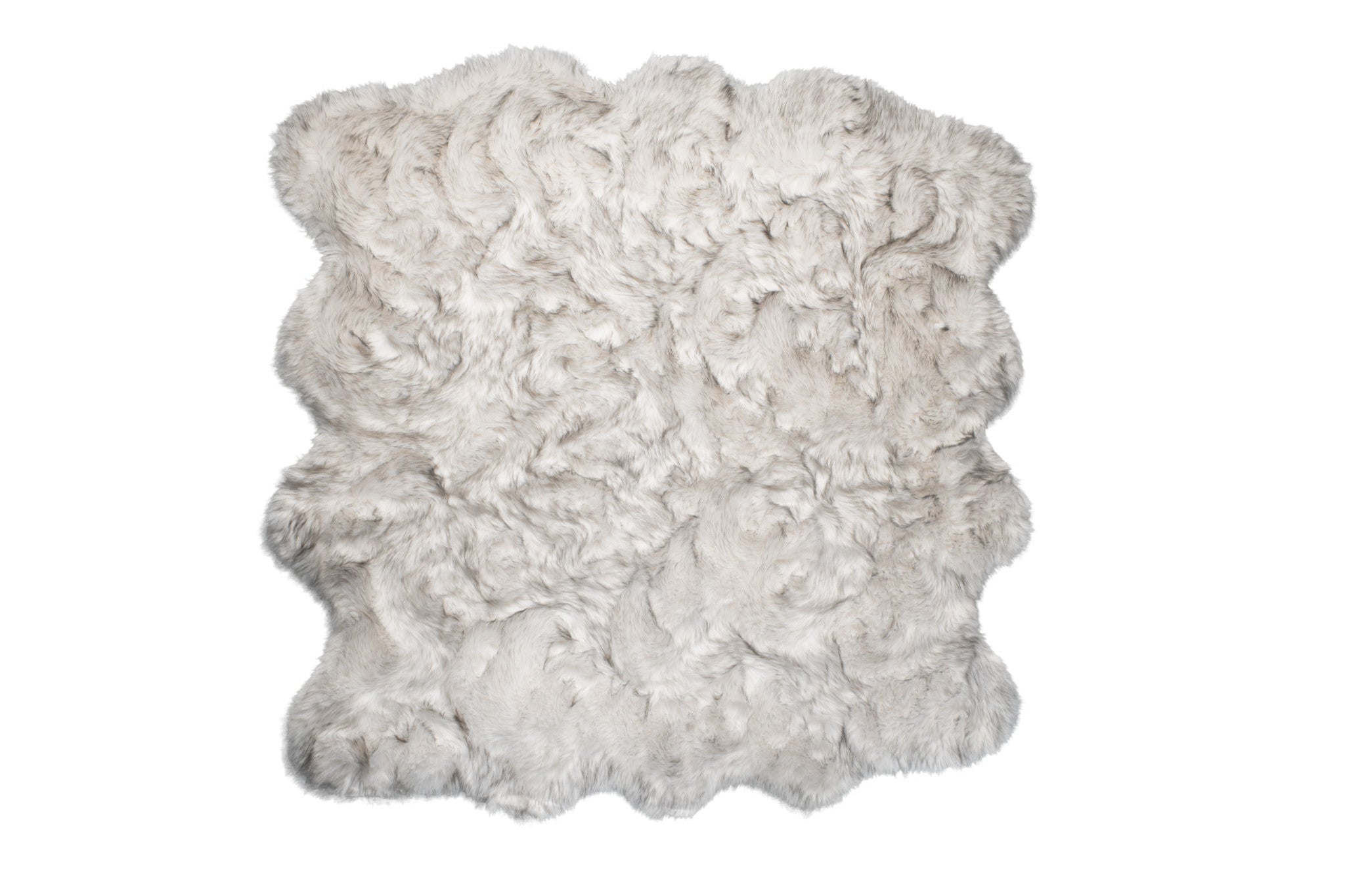 6' X 6' Ombre Grey Faux Fur Washable Non Skid Area Rug