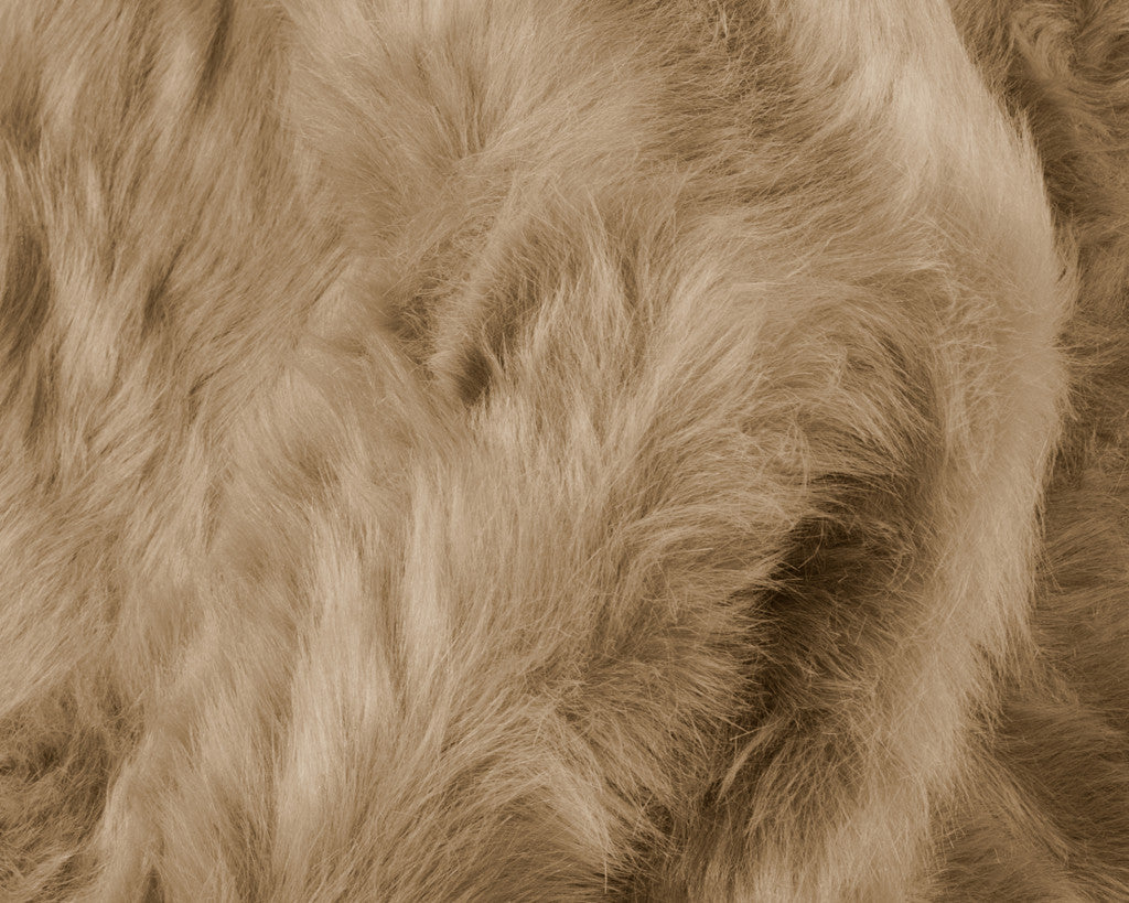 6' X 6' Tan Faux Fur Washable Non Skid Area Rug