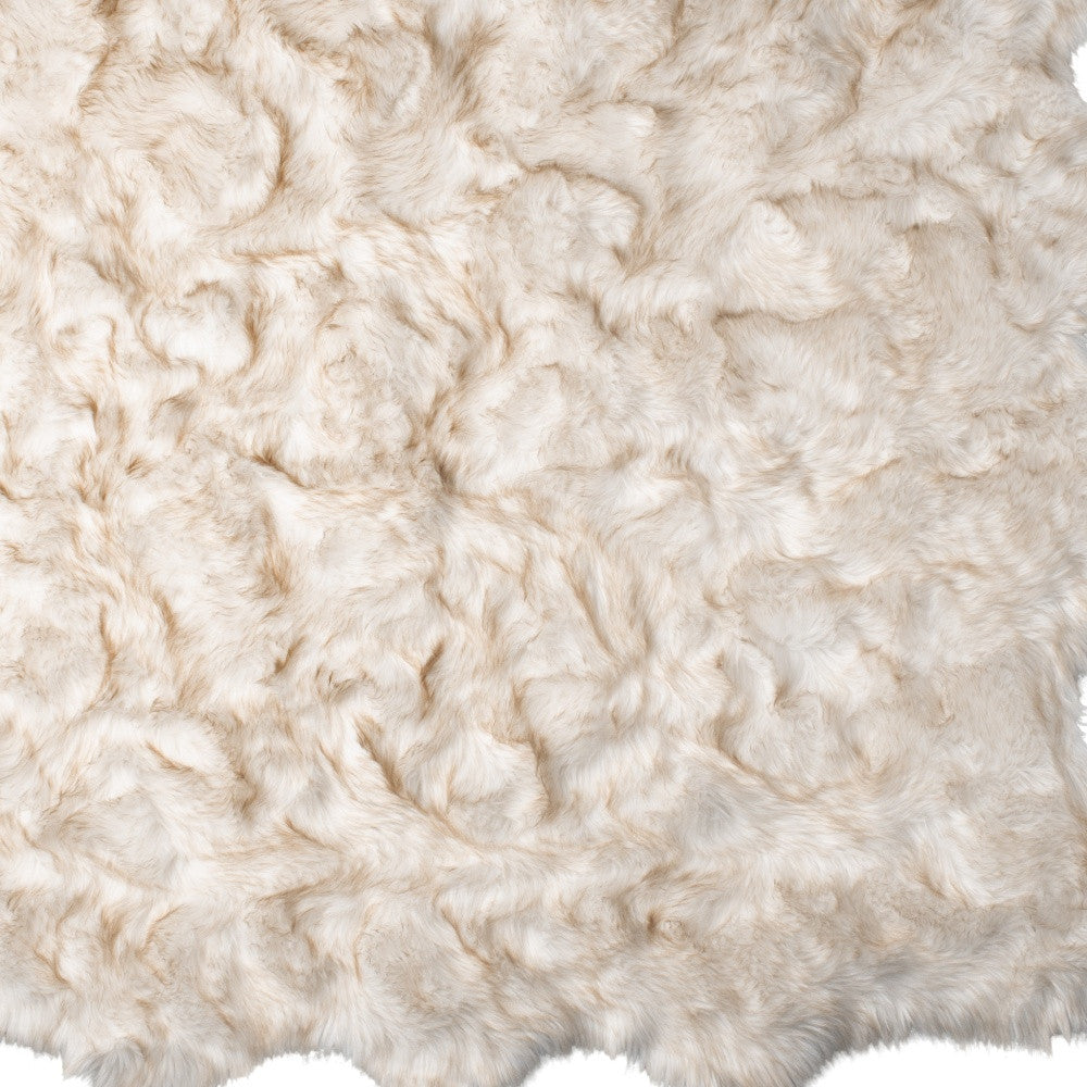 6' X 6' Ombre Tan Faux Fur Washable Non Skid Area Rug