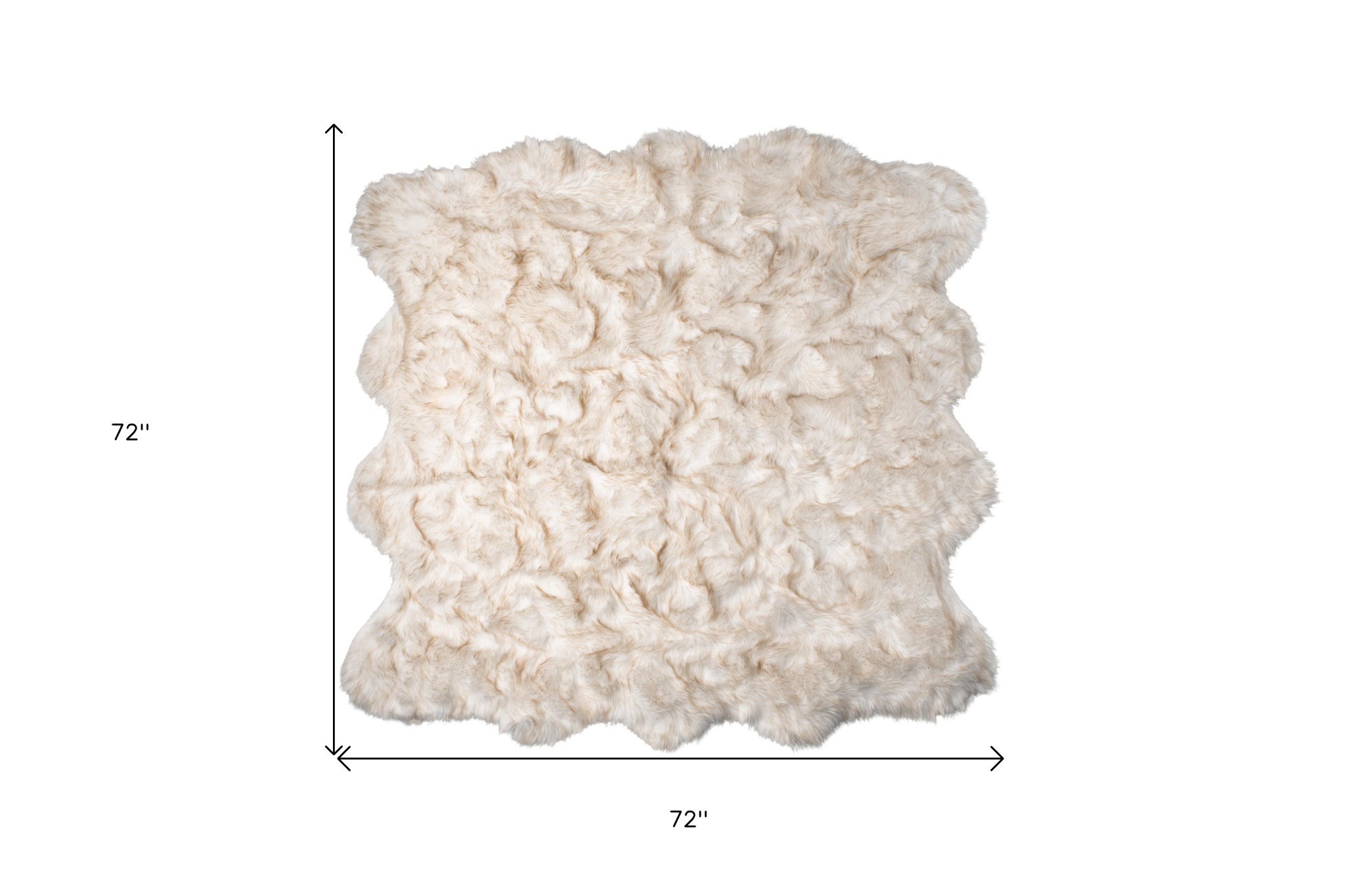 6' X 6' Ombre Tan Faux Fur Washable Non Skid Area Rug