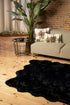 6' X 6' Black Faux Fur Washable Non Skid Area Rug