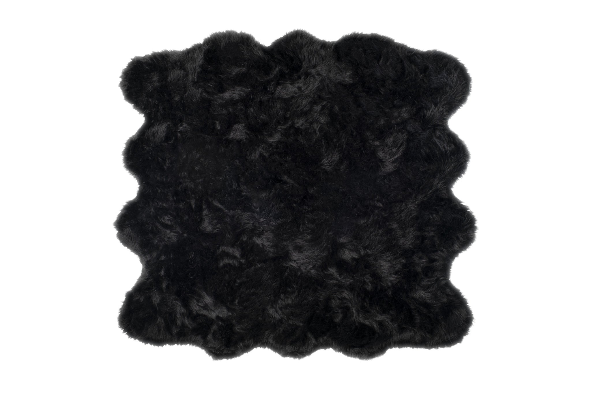 6' X 6' Black Faux Fur Washable Non Skid Area Rug