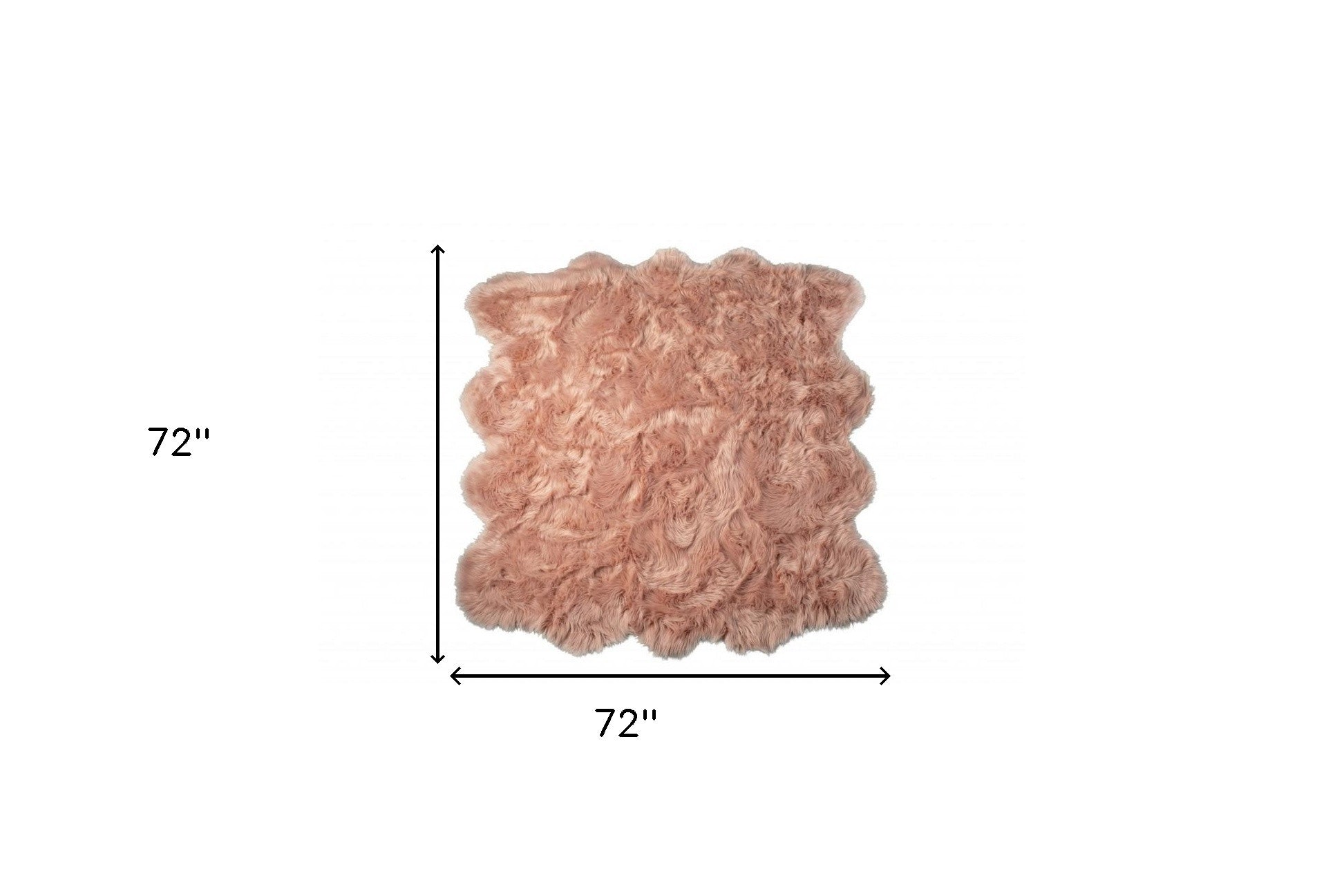 6' X 6' Dusty Rose Faux Fur Washable Non Skid Area Rug