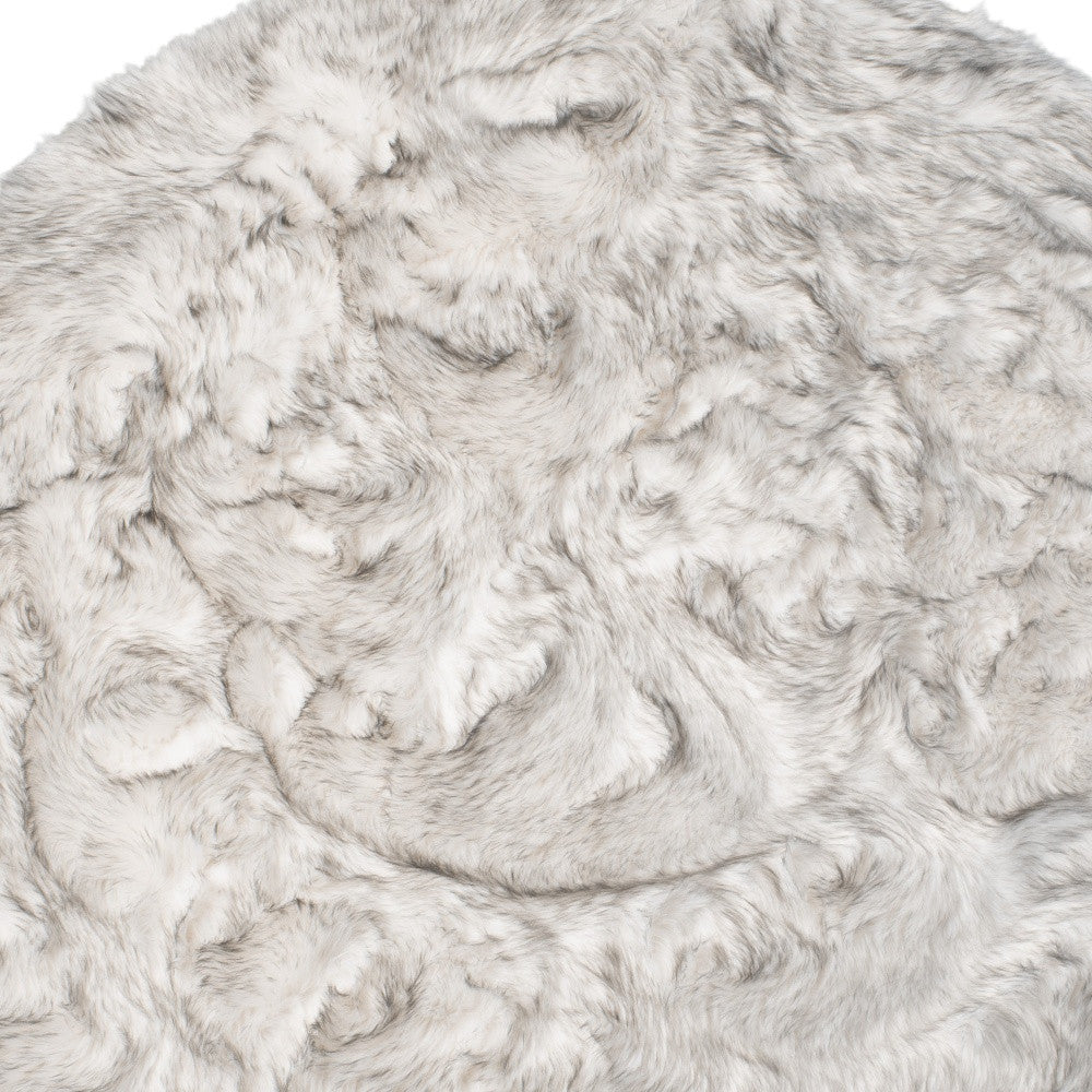 6' X 6' Ombre Grey Round Faux Fur Washable Non Skid Area Rug