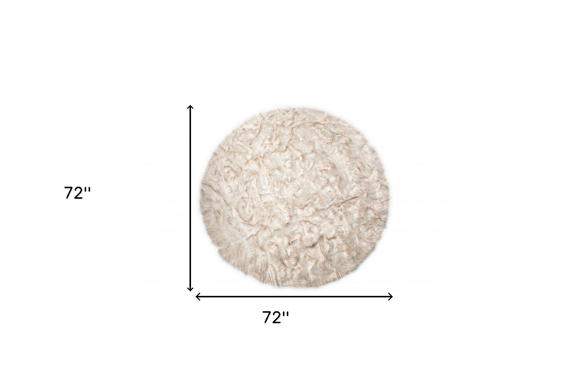 6' X 6' Ombre Tan Round Faux Fur Washable Non Skid Area Rug