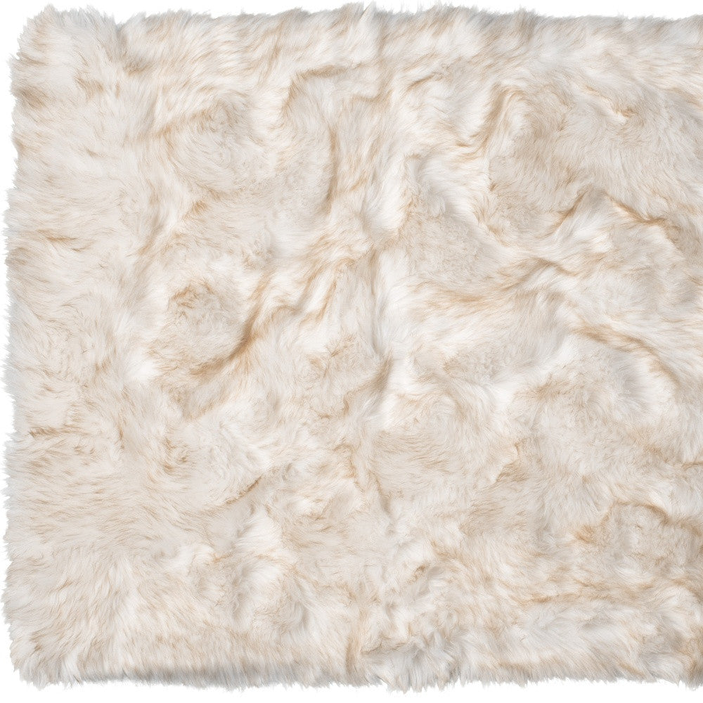 3' X 5' Ombre Tan Faux Fur Washable Non Skid Area Rug