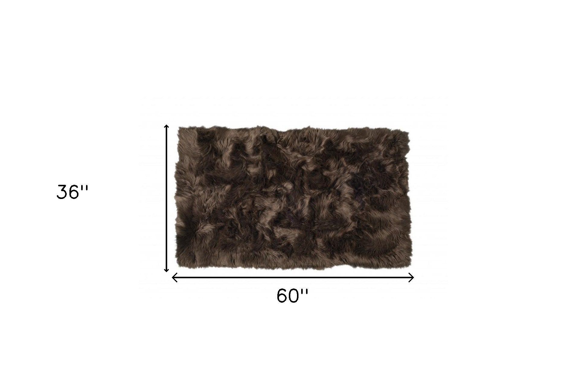 3' X 5' Chocolate Faux Fur Non Skid Area Rug