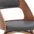 29" Gray And Brown Faux Leather Swivel Bar Height Bar Chair