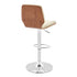 25" Cream And Silver Faux Leather And Steel Swivel Adjustable Height Bar Chair