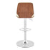 25" Cream And Silver Faux Leather And Steel Swivel Adjustable Height Bar Chair