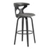 26" Gray And Black Iron Swivel Counter Height Bar Chair