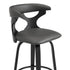 26" Gray And Black Iron Swivel Counter Height Bar Chair