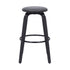 25" Gray And Black Solid Wood Swivel Backless Counter Height Bar Chair