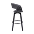 27" Gray And Black Faux Leather And Solid Wood Swivel Low Back Counter Height Bar Chair