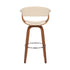 31" Cream And Brown Faux Leather And Solid Wood Swivel Low Back Bar Height Bar Chair