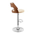 25" Cream And Silver Iron Swivel Adjustable Height Bar Chair