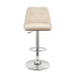 25" Cream And Silver Faux Leather And Iron Swivel Adjustable Height Bar Chair