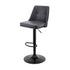 25" Gray And Black Faux Leather And Iron Swivel Adjustable Height Bar Chair