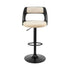 25" Cream And Black Iron Swivel Adjustable Height Bar Chair