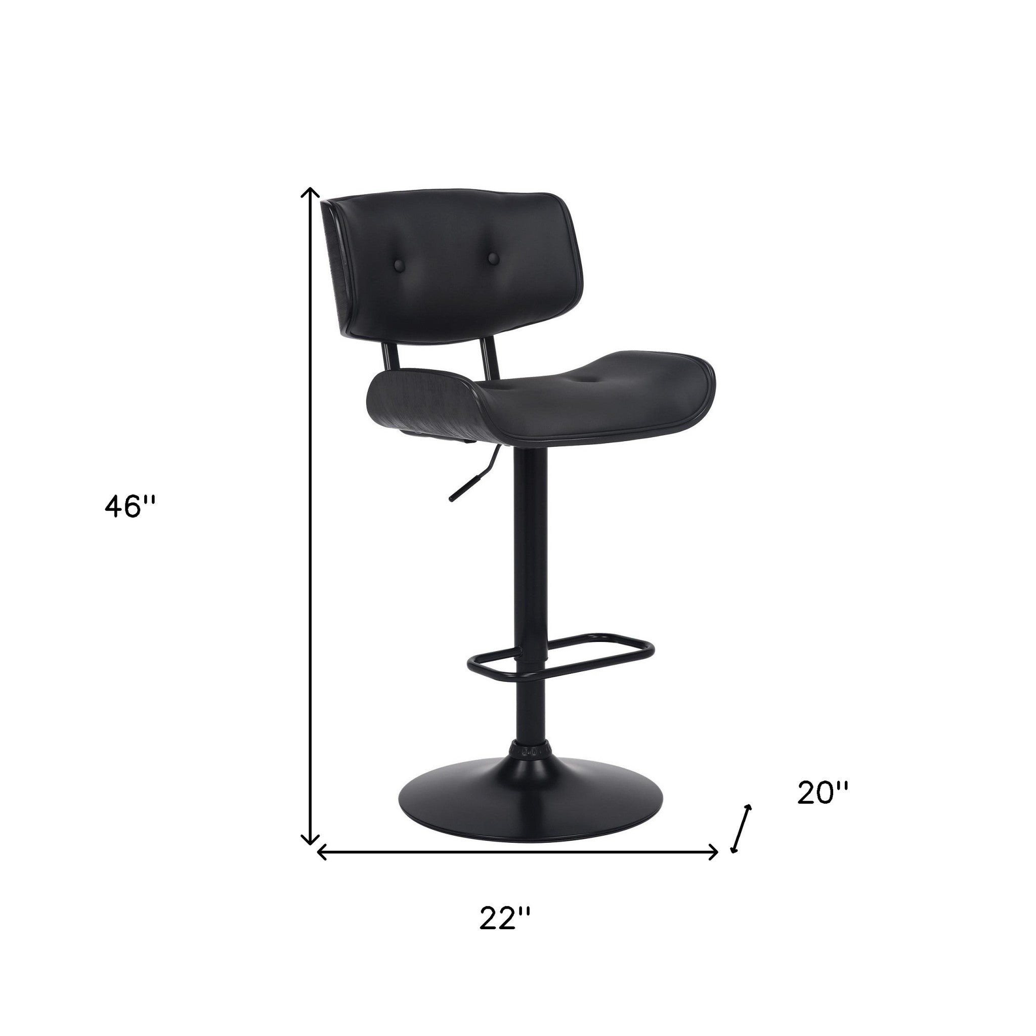 25" Black Iron Swivel Adjustable Height Bar Chair