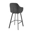 26" Gray And Black Iron Swivel Low Back Counter Height Bar Chair
