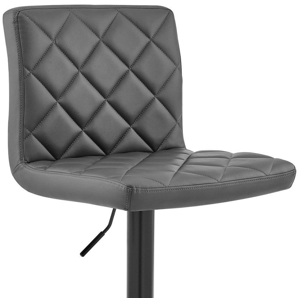 24" Gray And Black Iron Swivel Low Back Adjustable Height Bar Chair