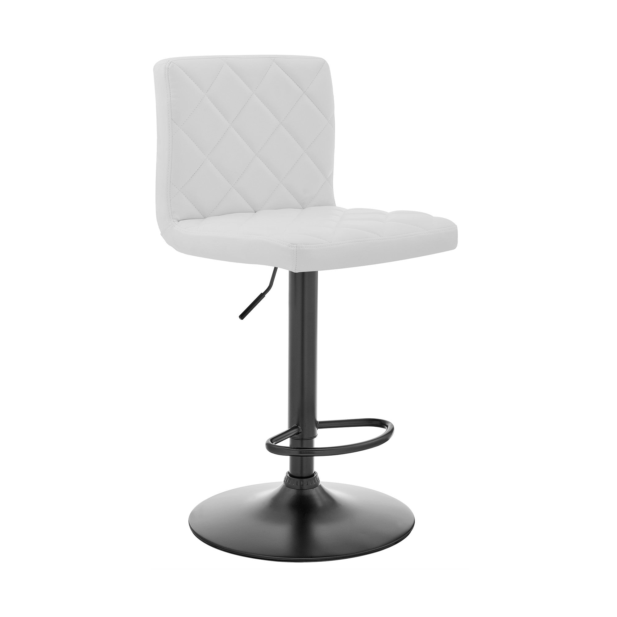 24" White And Black Iron Swivel Low Back Adjustable Height Bar Chair