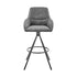 26" Charcoal And Black Iron Counter Height Bar Chair