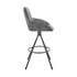 26" Charcoal And Black Iron Counter Height Bar Chair