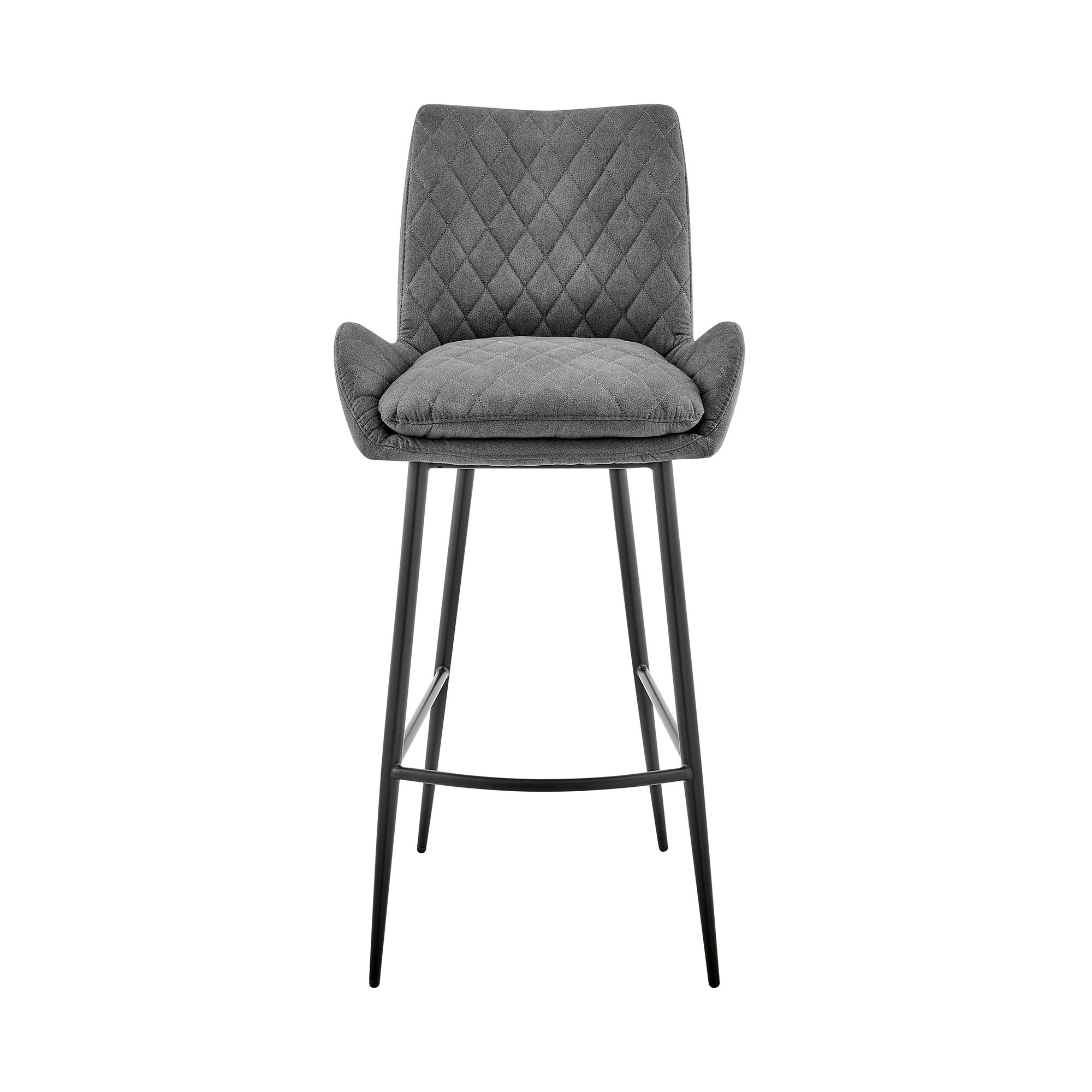 31" Charcoal And Black Iron Bar Height Bar Chair