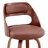 30" Brown Faux Leather Swivel Bar Height Bar Chair