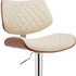 24" Cream And Silver Faux Leather And Iron Swivel Low Back Adjustable Height Bar Chair