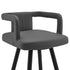 30" Gray And Black Faux Leather And Iron Swivel Low Back Bar Height Bar Chair