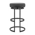 26" Gray And Black Faux Leather And Iron Swivel Backless Counter Height Bar Chair